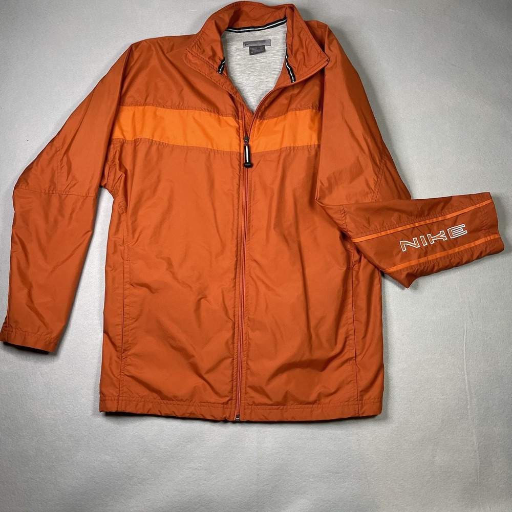 Nike Windbreaker Stripe Sleeve Logo Retro Jacket Women's Large F1PAS Orange